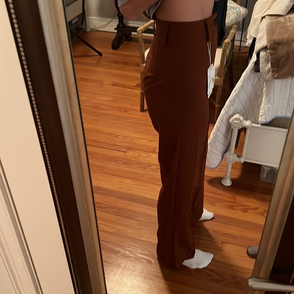 High Waisted Pleat Front Solid Colored Straight L… - image 7